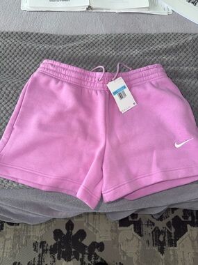 Nike Pink Fleece Athletic Shorts with Swoosh